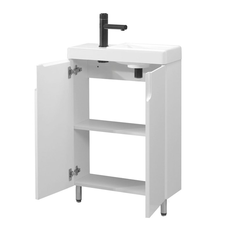 Тумба с раковиной Belux Даллас 55 R напольная, белая глянцевая