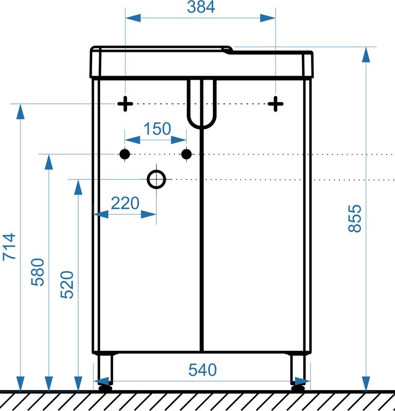 Тумба с раковиной Belux Даллас 55 R напольная, белая глянцевая