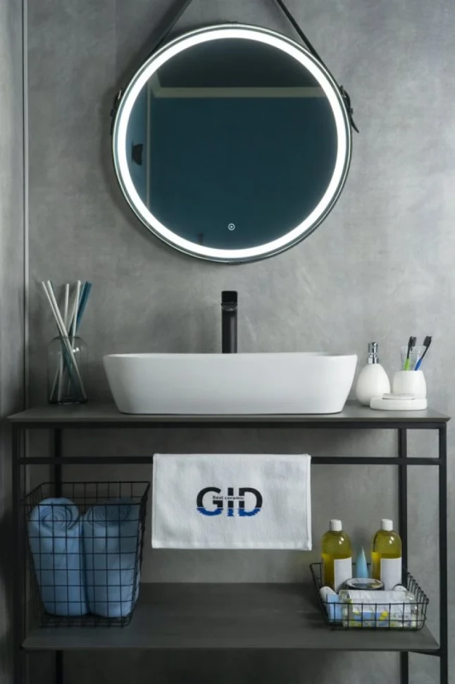 Накладная раковина GID Geometrico N9217 61 глянцевая белая, прямоугольная, фаянс