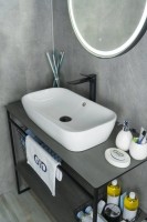 Накладная раковина GID Geometrico N9217 61 глянцевая белая, прямоугольная, фаянс