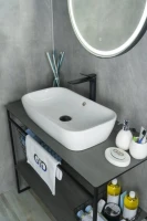 Накладная раковина GID Geometrico N9217 61 глянцевая белая, прямоугольная, фаянс