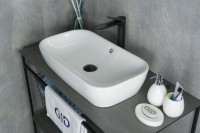 Накладная раковина GID Geometrico N9217 61 глянцевая белая, прямоугольная, фаянс