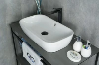 Накладная раковина GID Geometrico N9217 61 глянцевая белая, прямоугольная, фаянс