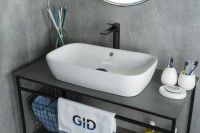 Накладная раковина GID Geometrico N9217 61 глянцевая белая, прямоугольная, фаянс