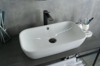 Накладная раковина GID Geometrico N9217 61 глянцевая белая, прямоугольная, фаянс