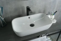 Накладная раковина GID Geometrico N9217 61 глянцевая белая, прямоугольная, фаянс