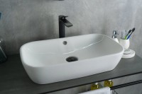 Накладная раковина GID Geometrico N9217 61 глянцевая белая, прямоугольная, фаянс