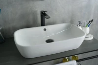 Накладная раковина GID Geometrico N9217 61 глянцевая белая, прямоугольная, фаянс