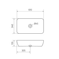 Накладная раковина GID Geometrico N9217 61 глянцевая белая, прямоугольная, фаянс
