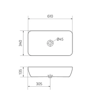 Накладная раковина GID Geometrico N9217 61 глянцевая белая, прямоугольная, фаянс