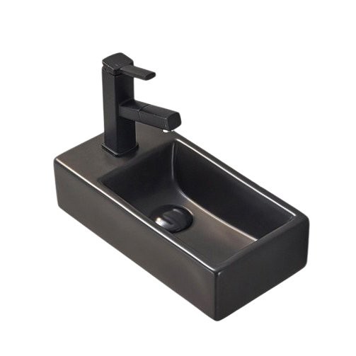 Раковина маленькая в туалет GID Suspendido Bm9270R 41 матовая черная, прямоугольная, фаянс