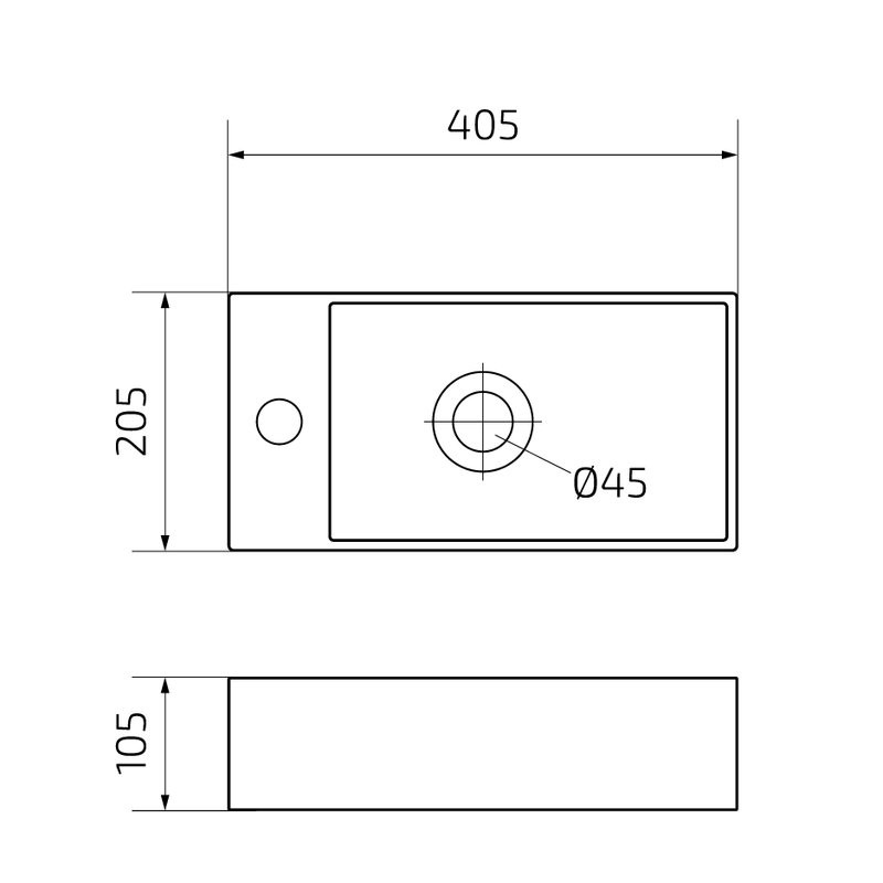 Раковина маленькая в туалет GID Suspendido Bm9270R 41 матовая черная, прямоугольная, фаянс