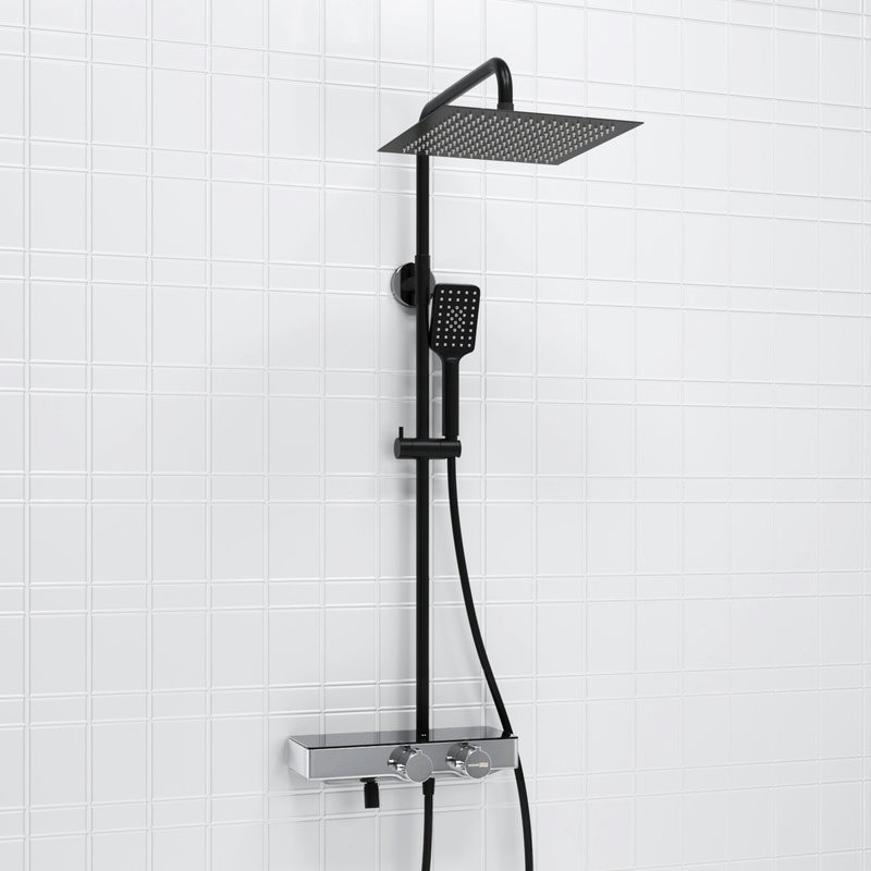 Душевая стойка Wasserkraft Abens 2000 A114.162.130.CB Thermo с термостатом, черная