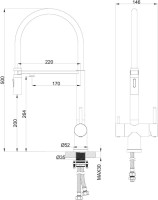 Смеситель для кухни Wonzon & Woghand WW-88458009-MB с гибким изливом, матовый черный