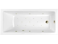 Акриловая ванна WHITECROSS Wave Slim RELAX 150x70 см, встраиваемая, с гидромассажем, белая, с каркасом, со сливом-переливом, фурнитура бронза