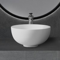 Накладная раковина Abber Stein AS2617 40 матовая белая, круглая, искусственный камень