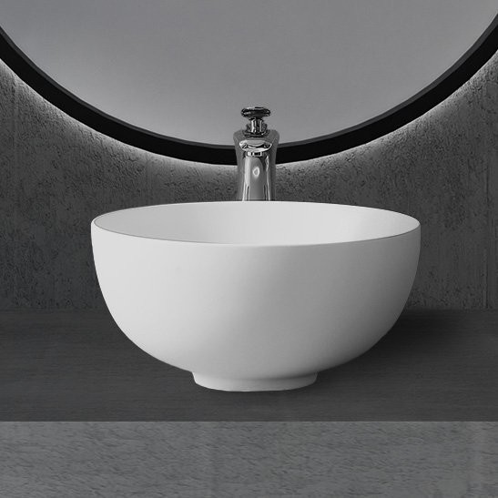 Накладная раковина Abber Stein AS2617 40 матовая белая, круглая, искусственный камень