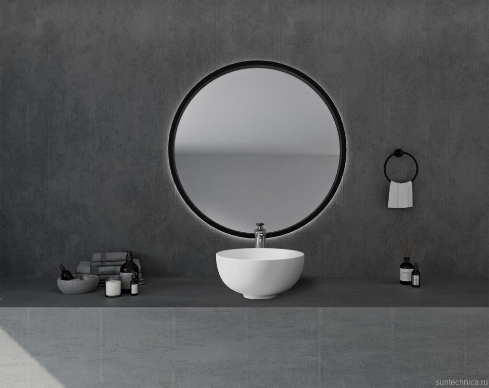 Накладная раковина Abber Stein AS2617 40 матовая белая, круглая, искусственный камень