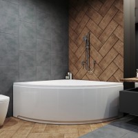 Акриловая ванна 1ACReal ОМР Moscow 150x150 см, угловая, пристенная, белая, четверть круга, с каркасом, с сиденьем