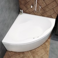 Акриловая ванна 1ACReal ОМР Moscow 150x150 см, угловая, пристенная, белая, четверть круга, с каркасом, с сиденьем