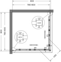 Душевой уголок Cezares Relax RELAX-304-A-2-80-C-GM 80x80, профиль оружейная сталь
