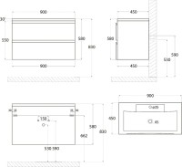 Тумба под раковину Art&Max Bianchi 90, подвесная, белый глянец