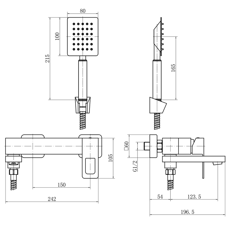 Смеситель для ванны с душем Fashun A53117 сатин