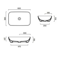 Накладная раковина Catalano Green 0422610001 38 глянцевая белая, прямоугольная