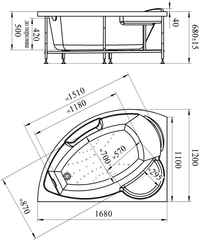 Акриловая ванна Radomir Vannesa Massage 2-76-2-2-0-218 Алари баланс, R 170x120 см, угловая, правая, пристенная, с гидромассажем, белая, асимметричная, с каркасом, с экраном, с сиденьем, со сливом-переливом