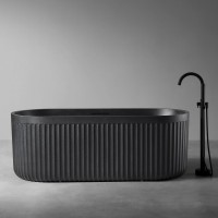 Ванна из искусственного камня Abber AM9925B 170x75 см, отдельностоящая, матовая черная, овальная