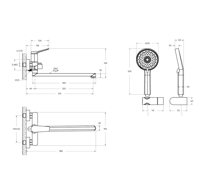 Смеситель с длинным изливом для ванны BelBagno Unique UNIQUE-VASM-L-CRM хром