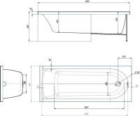 Акриловая ванна Alex Baitler Michigan 180x70 см, встраиваемая, белая, с экраном