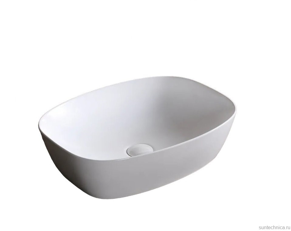 Накладная раковина Ceruttispa CR0064, 50 глянцевая белая, прямоугольная, фаянс