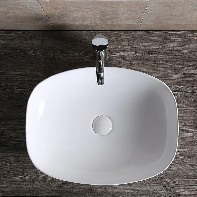 Накладная раковина Ceruttispa CR0064, 50 глянцевая белая, прямоугольная, фаянс