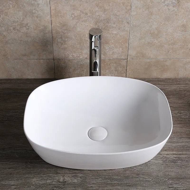 Накладная раковина Ceruttispa CR0064, 50 глянцевая белая, прямоугольная, фаянс