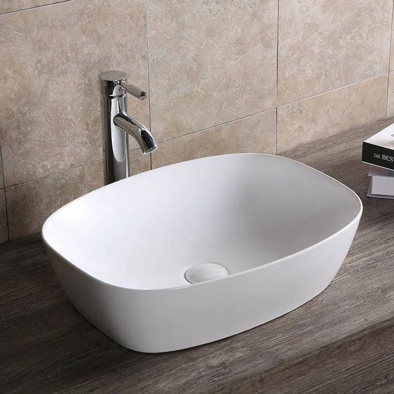 Накладная раковина Ceruttispa CR0064, 50 глянцевая белая, прямоугольная, фаянс