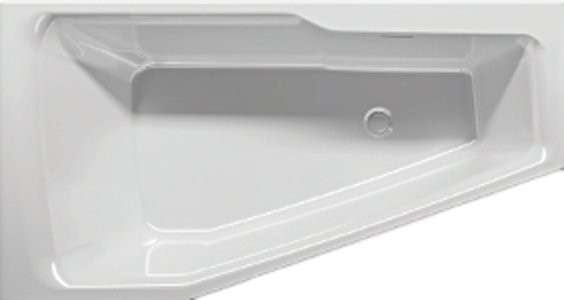 Акриловая ванна Riho Rething Space R 160x75 см, угловая, правая, встраиваемая, цвет европейский белый, пятиугольная, на ножках, со сливом-переливом