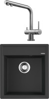 Комплект Мойка Omoikiri Daisen 46-BL черная + Смеситель Nagano BN нержавеющая сталь