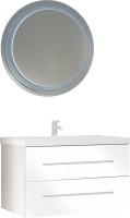 Тумба под раковину Marka One Mix 80П с 2 ящиками, белый глянец, ручки рейлинг