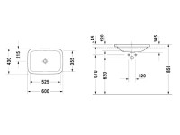 Раковина встраиваемая сверху Duravit DuraStyle 0372600000 60 глянцевая белая, прямоугольная, фаянс