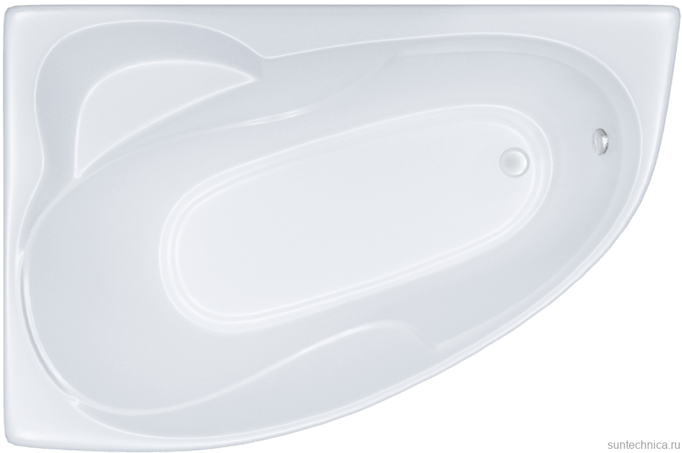 Акриловая ванна Triton Николь R 160x100 см, угловая, правая, пристенная, белая, асимметричная, с каркасом, с сиденьем