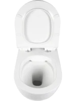 Комплект Унитаз подвесной BOND Oval F01-10 безободковый, с микролифтом, белый + Инсталляция AlcaPlast AM101/1120-4:1 RU M570-0001 кнопка смыва белая