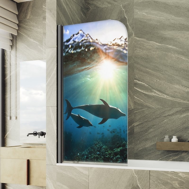 Шторка на ванну Maybahglass MGV-928-ФП004-6 60 см, профиль черный