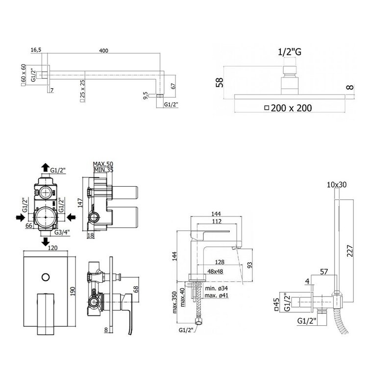 Комплект для ванной Paffoni Elle KITEL015NO071 С ВНУТРЕННЕЙ ЧАСТЬЮ, черный матовый
