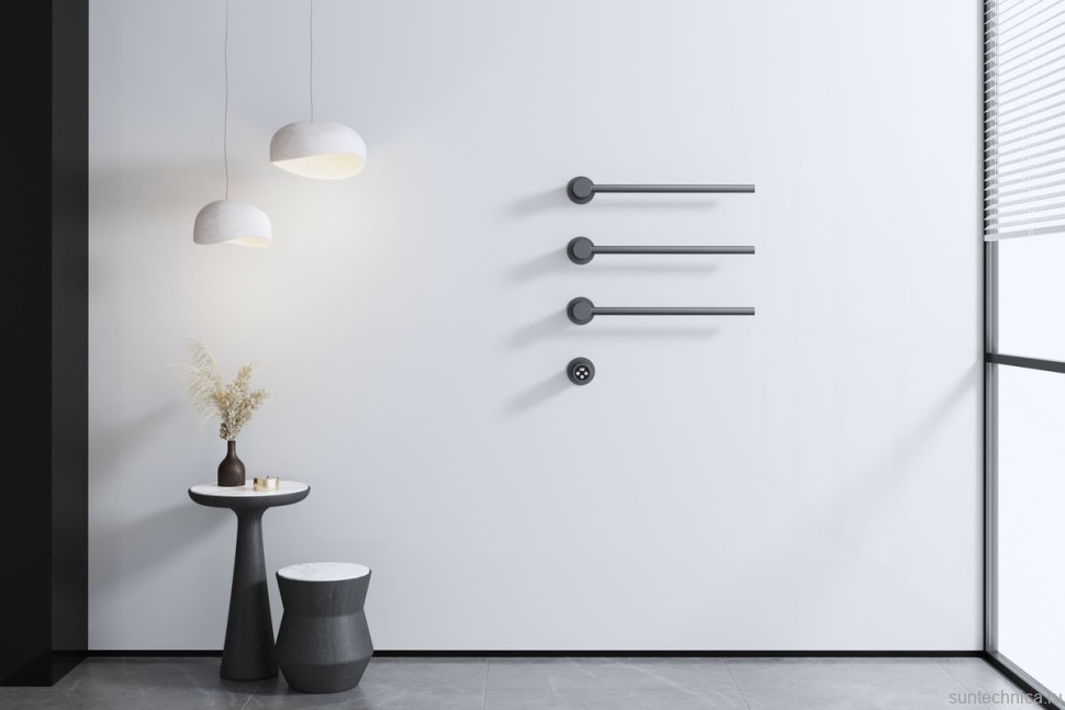 Полотенцесушитель электрический Wonzon & Woghand Hamburg WW-AL313-GM 50x45 см, скрытое подключение слева, графит, лесенка