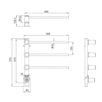 Полотенцесушитель электрический Wonzon & Woghand Hamburg WW-AL313-GM 50x45 см, скрытое подключение слева, графит, лесенка