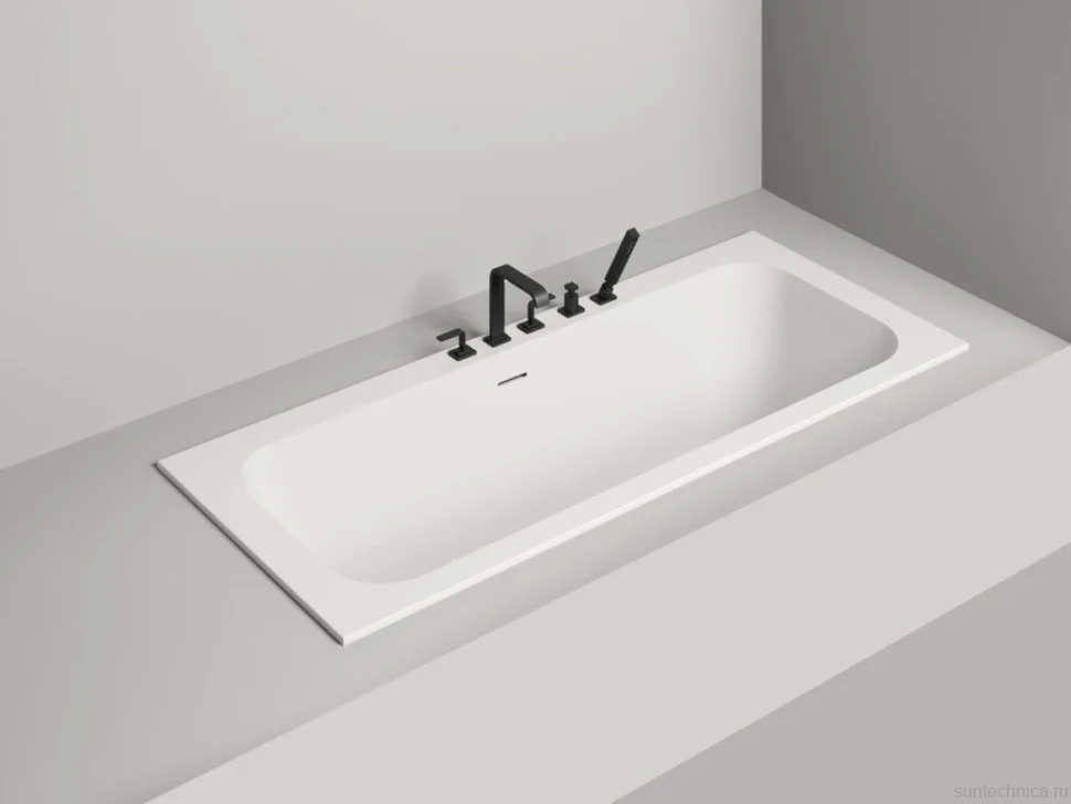 Ванна из искусственного камня Salini Orlanda Axis Kit S-Sense 180x80 см, встраиваемая, белая, на ножках, со сливом-переливом