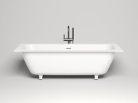 Ванна из искусственного камня Salini Orlanda Axis Kit S-Sense 180x80 см, встраиваемая, белая, на ножках, со сливом-переливом