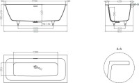 Ванна из искусственного камня Salini Orlanda Axis Kit S-Sense 180x80 см, встраиваемая, белая, на ножках, со сливом-переливом