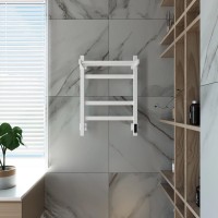 Полотенцесушитель электрический Grota Tela 430х600 RAL9016 EL 60x45 см, подключение справа, слева, скрытое подключение справа, матовый белый, лесенка, из стали, с полкой